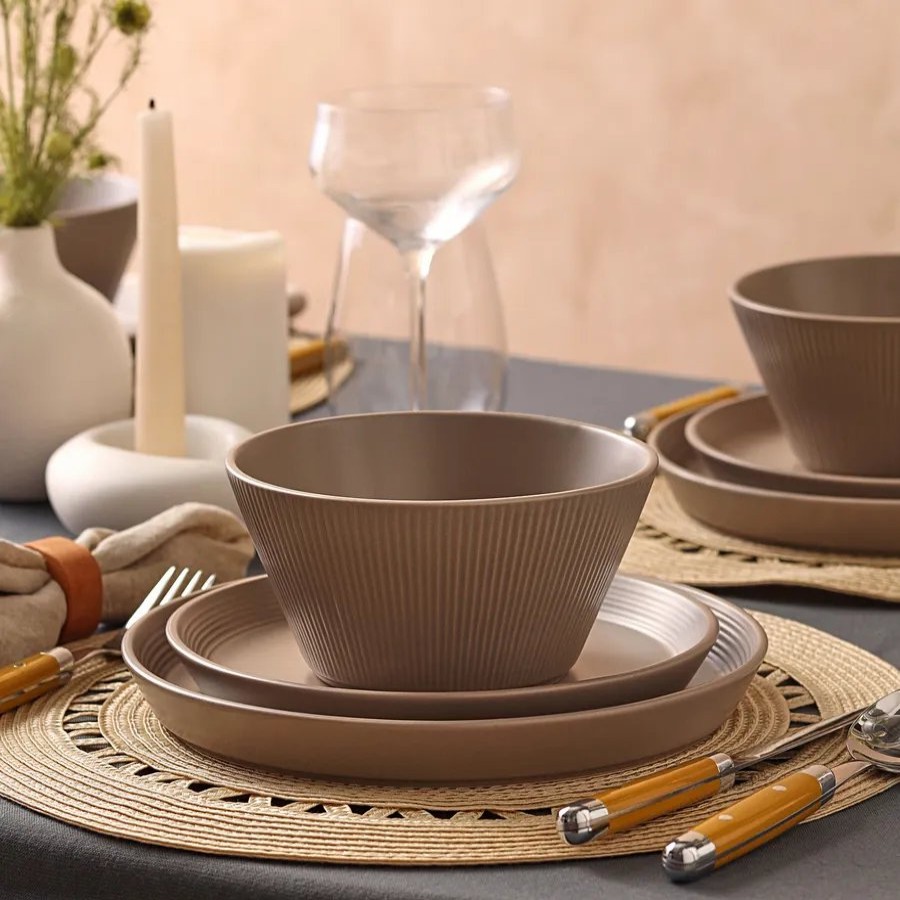 Stoneware Dinner Sets | Karaca Karaca Mirum 12-Piece Stoneware Dinner Set For 4 People, Brown