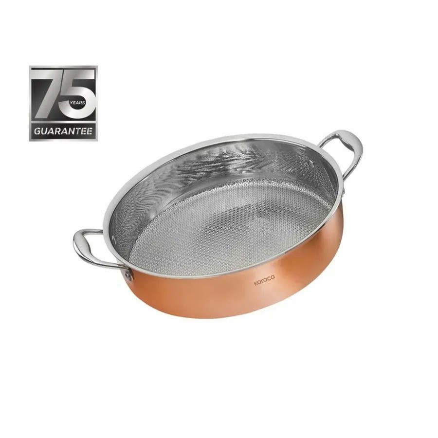 Pots | Karaca Karaca 3Ply Powersteel Copper Shallow Casserole With Lid, 2.7L, Copper