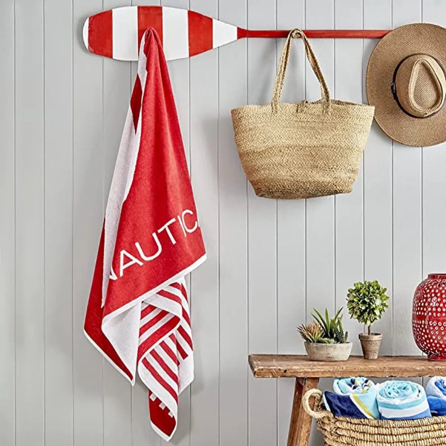 Towels | Nautica Home Nautica Home Stripe J 100% Turkish Cotton Beach Towel, 90Cmx180Cm, Red Multi