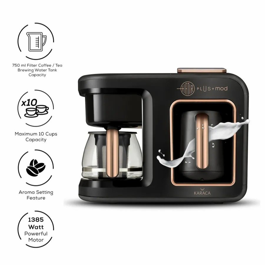 Coffee Machines | Karaca Karaca Hatir Plus Mod 5 In 1 Tea, Coffee Machine And Milk Steamer, Black Copper