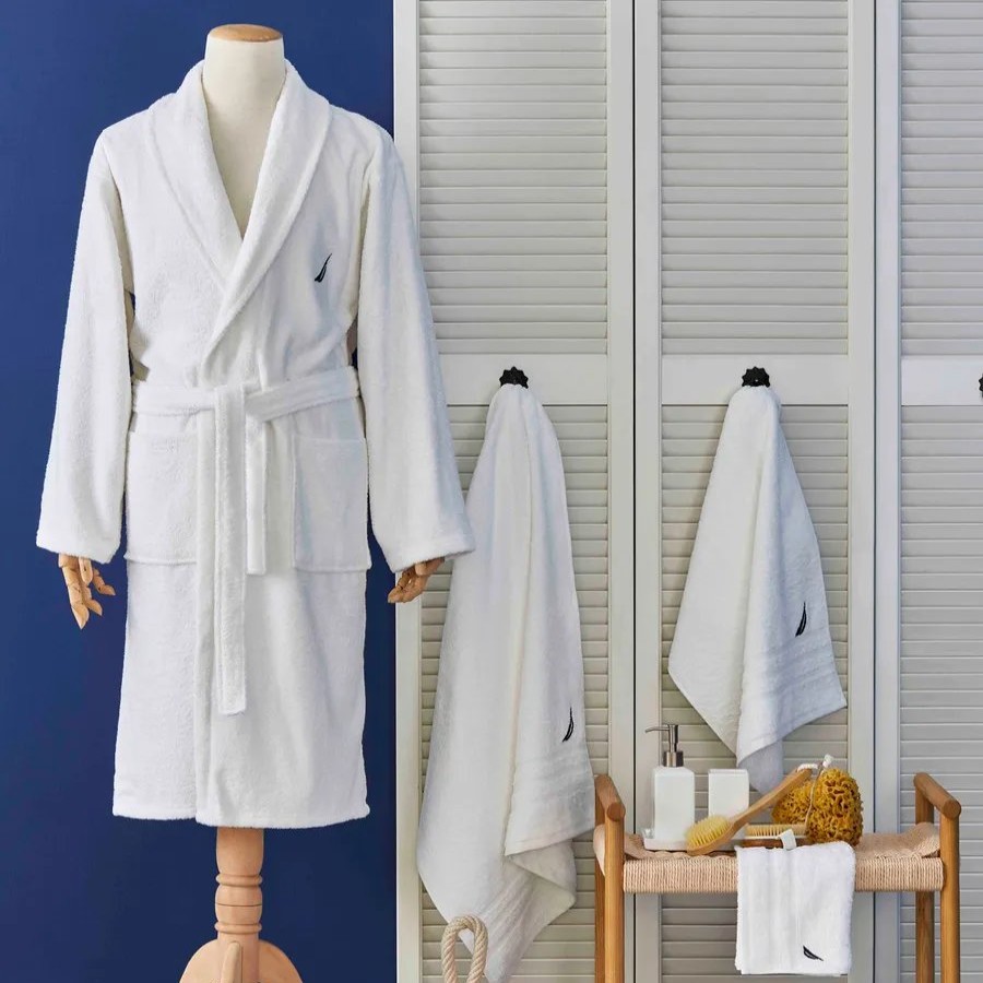 Bathrobes | Nautica Home Nautica Home Crew 100% Turkish Cotton Bathrobe, Small, White