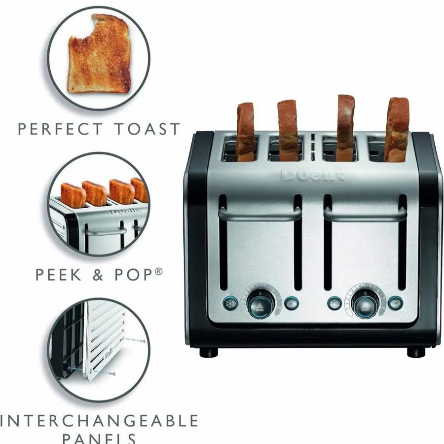 Sandwich Toasters | Dualit Dualit Architect 4 Slice Toast Brushed, 2250W, Silver Black