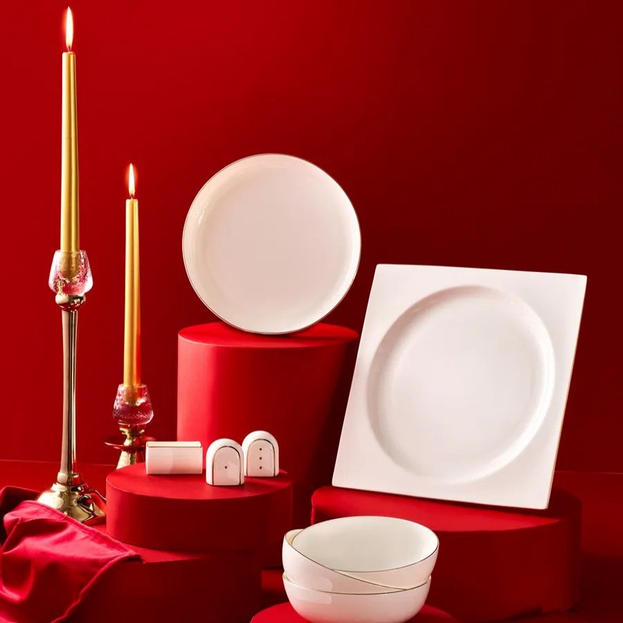 Fine Pearl Dinner Sets | Karaca Karaca Red Carpet Collection Extra Nish 62-Piece Fine Pearl Dinner Set For 12 People, White Gold