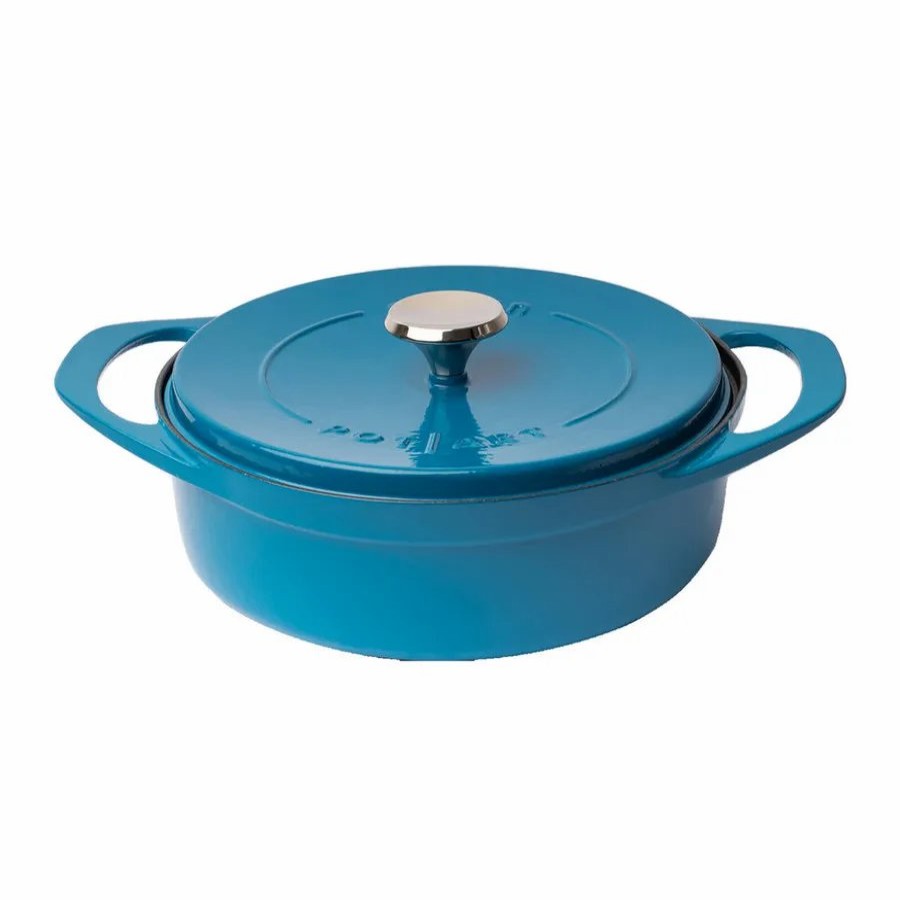 Pots | Pot Art Pot Art Cast Iron Induction Shallow Casserole With Lid, 26Cm, Blue