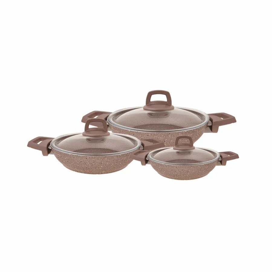 Pan Sets | Karaca Karaca Biogranite Rose Gold Induction Shallow Stock Pot Set, 6 Piece, Rose Gold