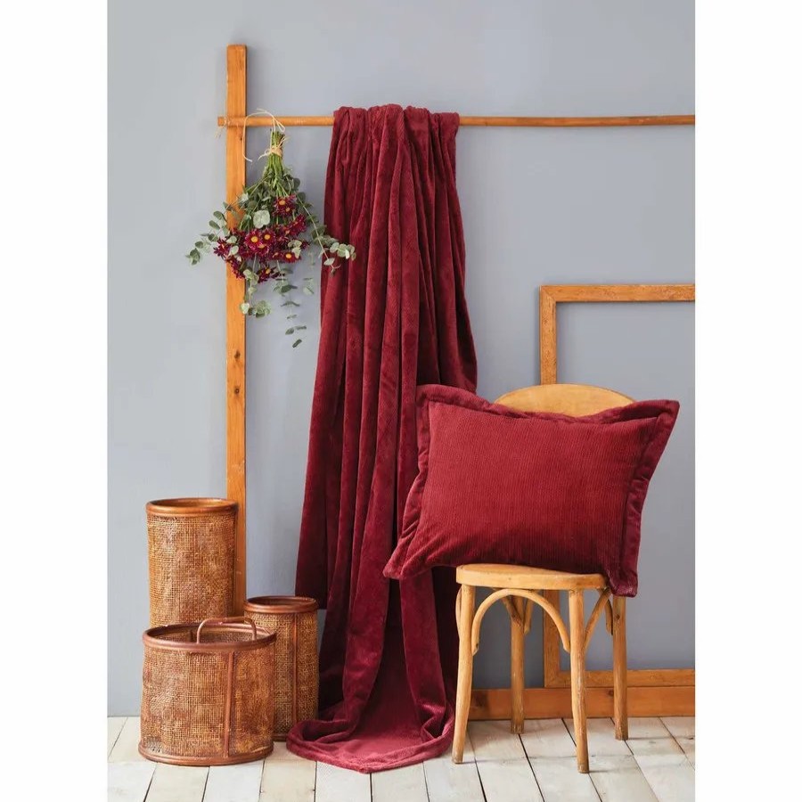 Bedspreads | Karaca Home Karaca Home Gabriel Soft Bedspread Set, Double, Wine Coloured