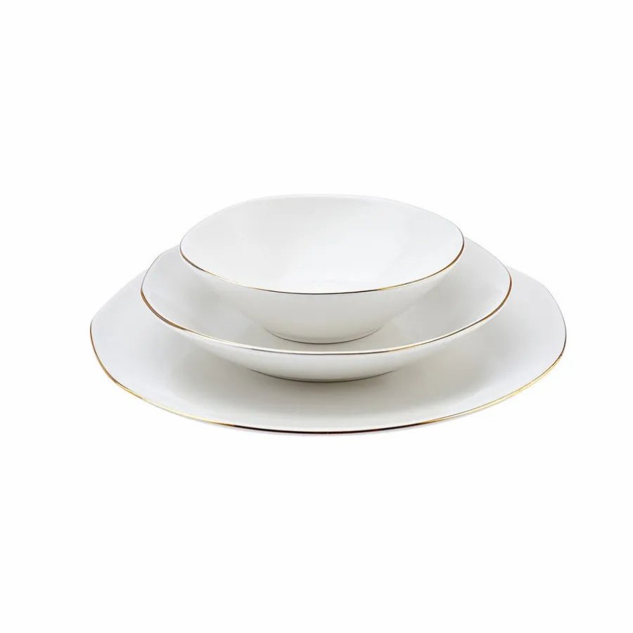 Porcelain Dinner Sets | Karaca Karaca Organic 12-Piece Porcelain Dinner Set For 4 People, White Gold