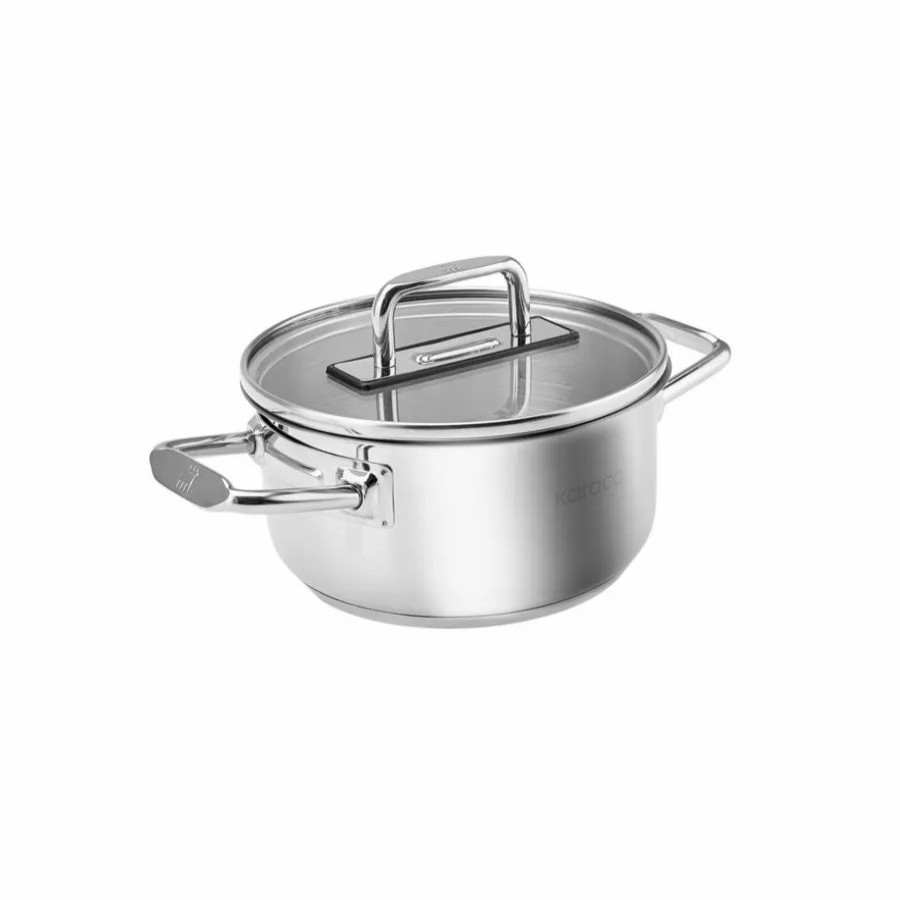 Pots | Karaca Karaca Grace Stainless Steel Induction Stockpot With Lid, 22Cm, Silver