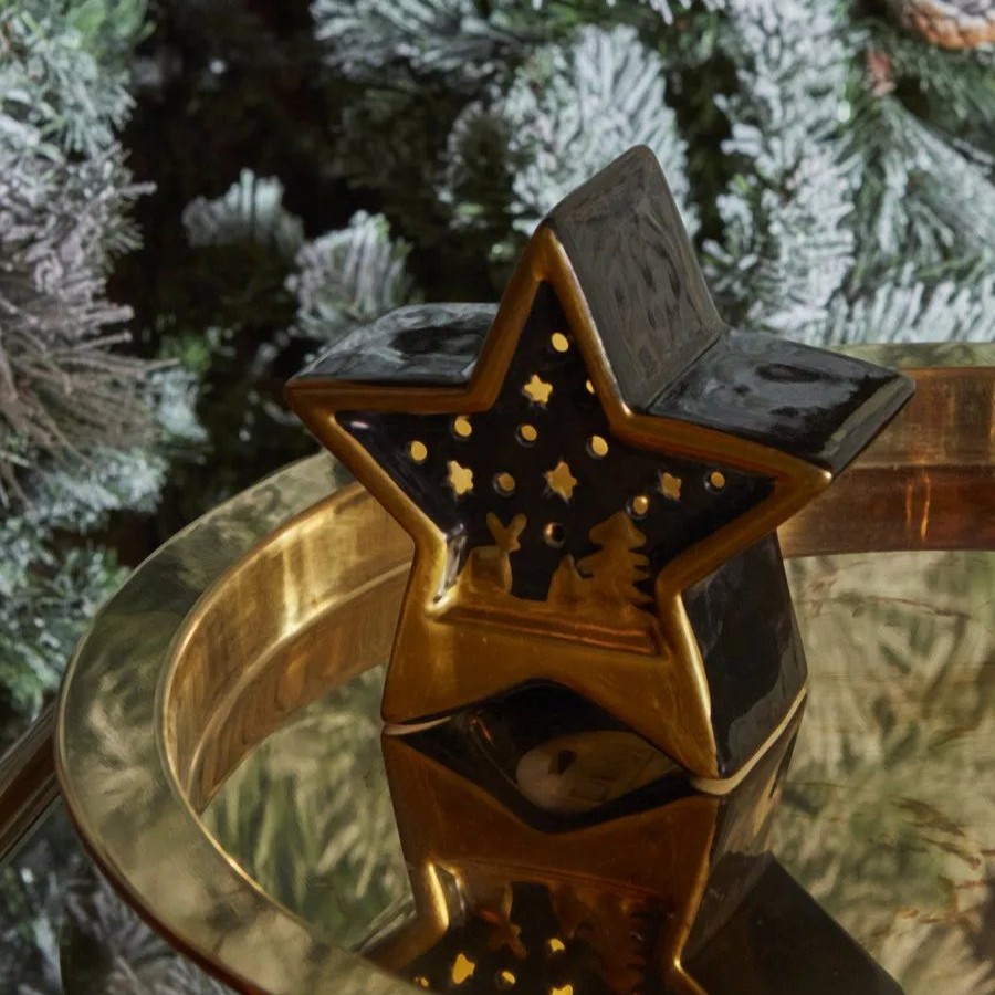 Ornaments | Karaca Home Karaca Home New Year Christmas Star Ceramic Lighting Trinket, 11Cm, Black Gold