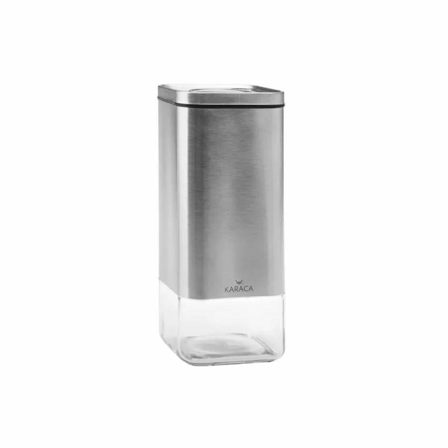 Storage Containers | Karaca Karaca Avangart Glass Storage Container, Large, Inox Transparent