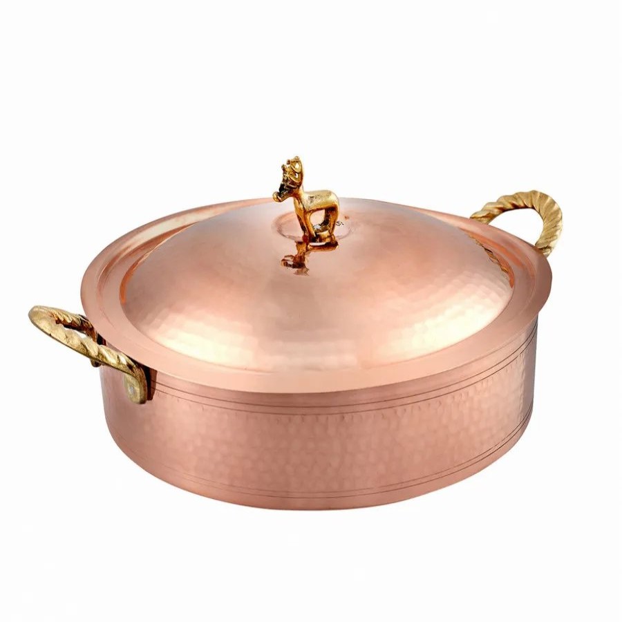 Pots | Karaca Karaca Alacahoyuk Copper Shallow Casserole With Lid, 18Cm, Copper