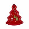 Decorative Plates | Karaca Karaca New Year Christmas New Generation Bone Golden Line Christmas Tree Decorative Plate, 21Cm, Red Multi