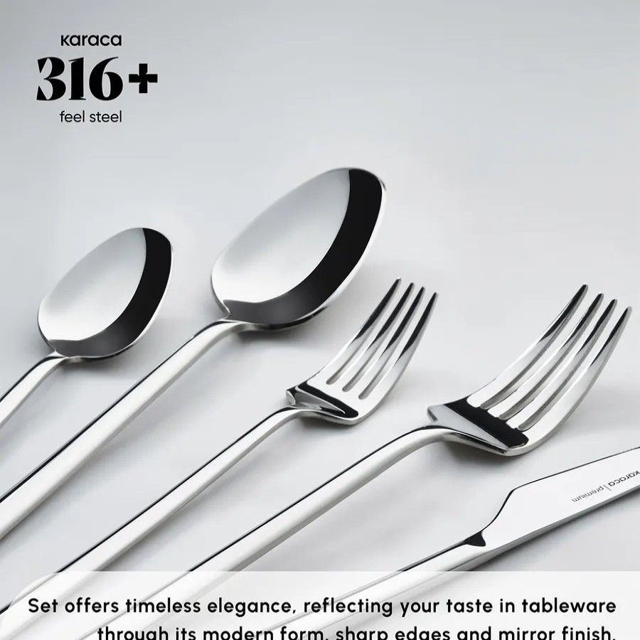 Cutlery Sets | Karaca Karaca Stark 84 Piece 316+ Stainless Steel Cutlery Set For 12 People, Silver