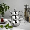 Turkish Teapots | Karaca Karaca 3D Stainless Steel Induction Teapot Set, Silver