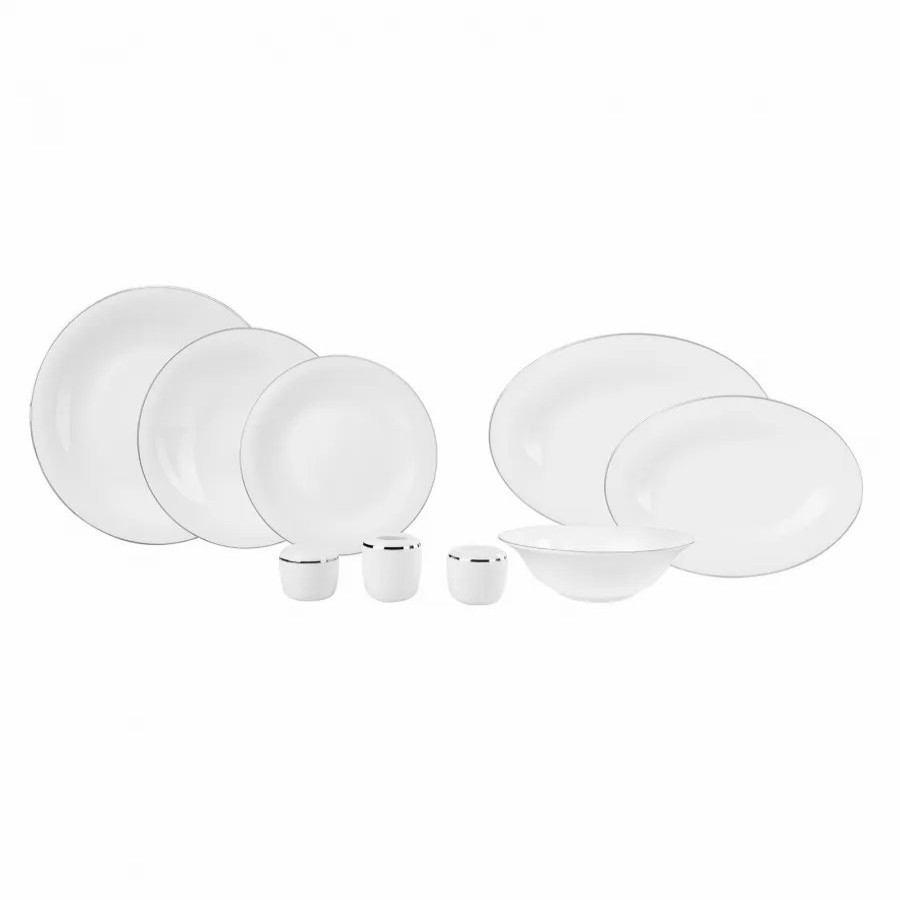 Fine Pearl Dinner Sets | Karaca Karaca Fine Pearl Fame 58-Piece Dinner Set For 12 People, White Platinum