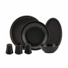 New Generation Bone China Dinner Sets | Karaca Karaca Elara 57-Piece New Generation Bone China Dinner Set For 12 People, Matte Black Gold