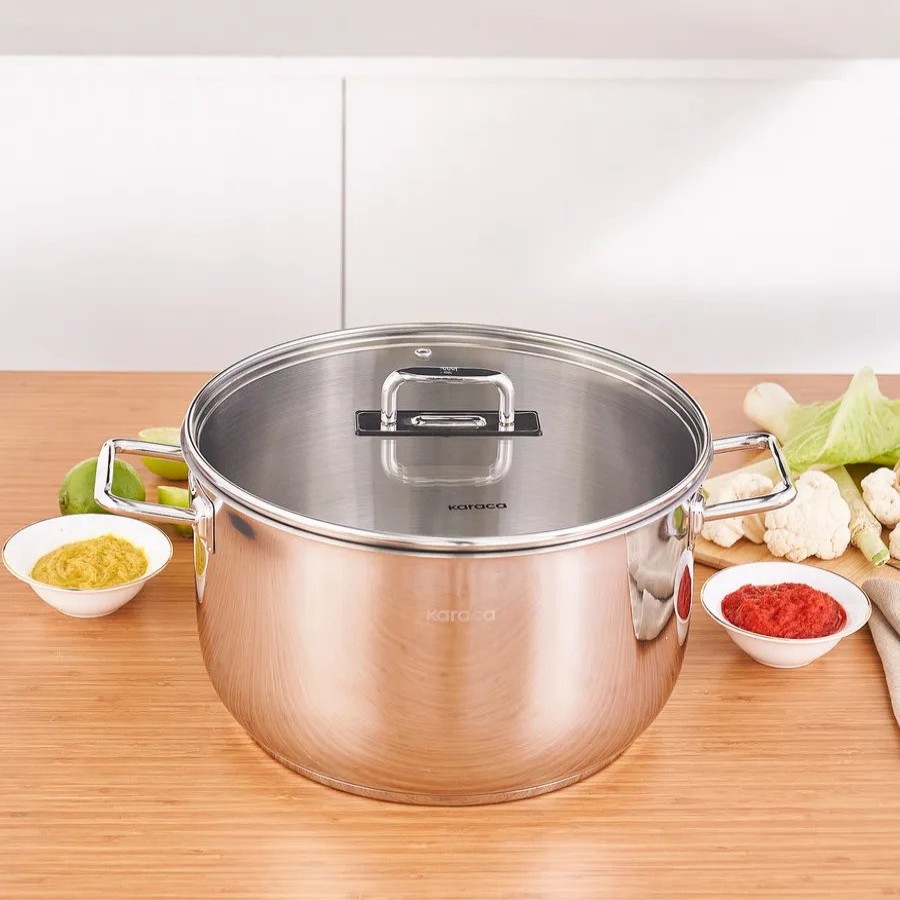 Pots | Karaca Karaca Grace Stainless Steel Induction Stockpot With Lid, 28Cm, Silver