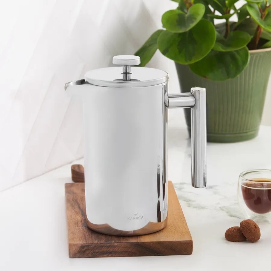 French Press | Karaca Karaca Stainless Steel Double Wall French Press, 1000Ml, Silver