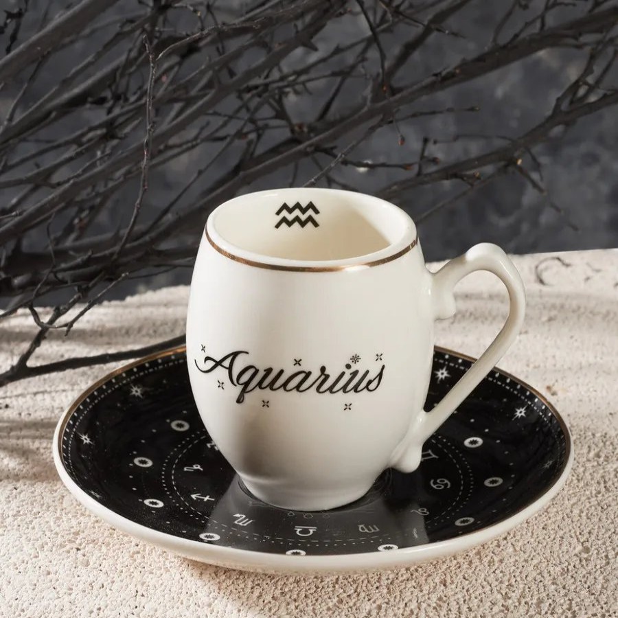 Cups & Saucers | Karaca Karaca Signs Of The Zodiac Aquarius Porcelain Espresso Turkish Coffee Cup, 90Ml, Multi