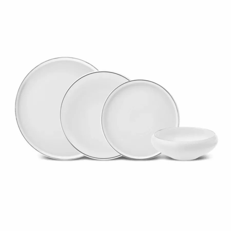 New Generation Bone China Dinner Sets | Karaca Karaca Streamline Sunset 24-Piece New Generation Bone China Dinnerware Set For 6 People, Platinum