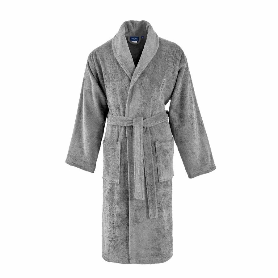 Bathrobes | Nautica Home Nautica Home Crew 100% Turkish Cotton Bathrobe, Large, Grey