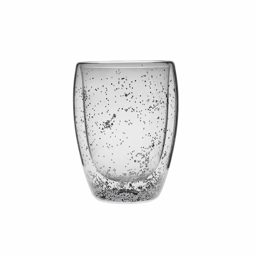 Tumbler Glasses | Karaca Karaca New Year Christmas Pia Glass Glitter Tumbler Glass, 350Ml, Silver Transparent