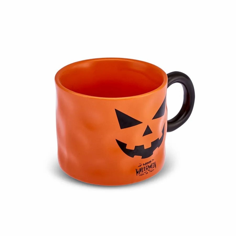 Mugs | Karaca Karaca Halloween Pumpkin Face Ceramic Mug, 10Cm, Orange Black