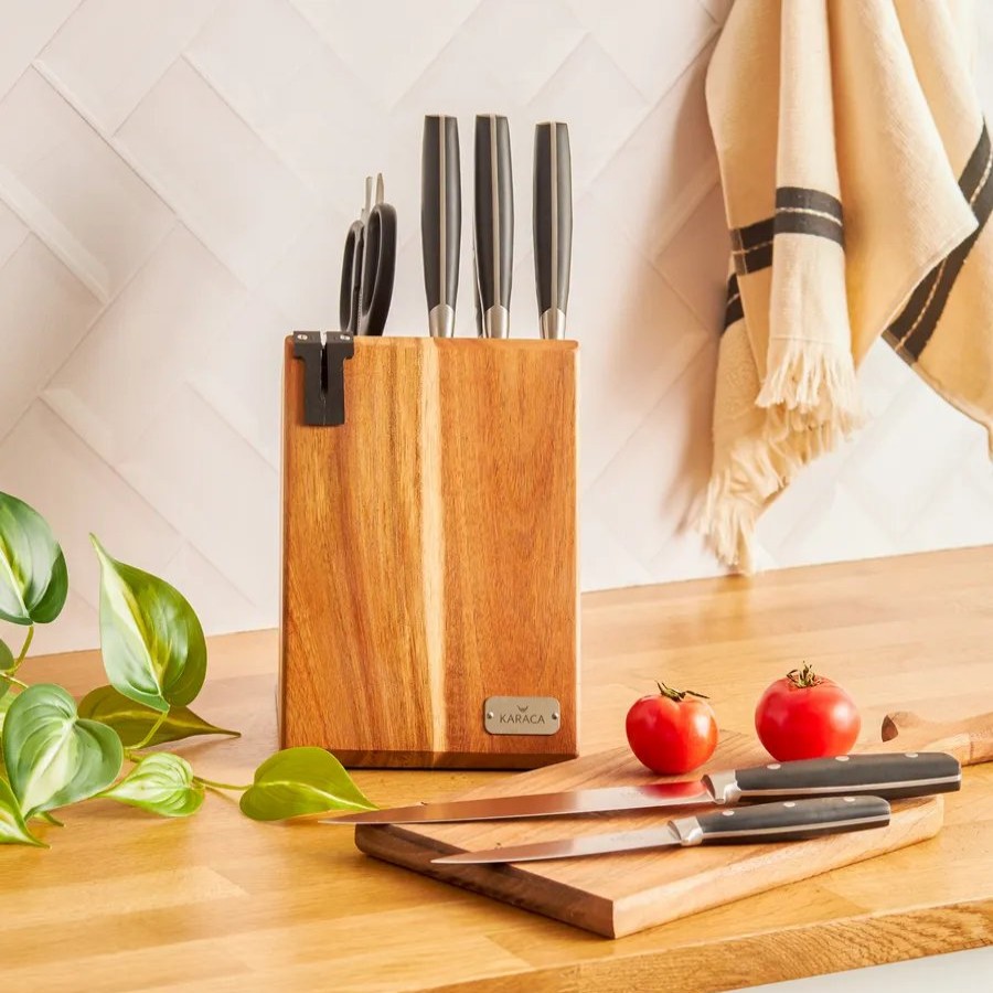 Knife Block Sets | Karaca Karaca Create 7 Piece Knife Block Set, Black