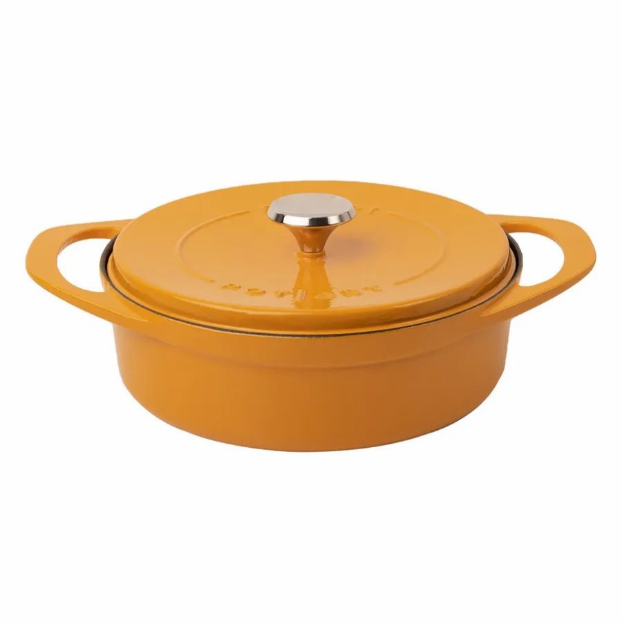 Pots | Pot Art Pot Art Cast Iron Induction Shallow Casserole With Lid, 26Cm, Yellow