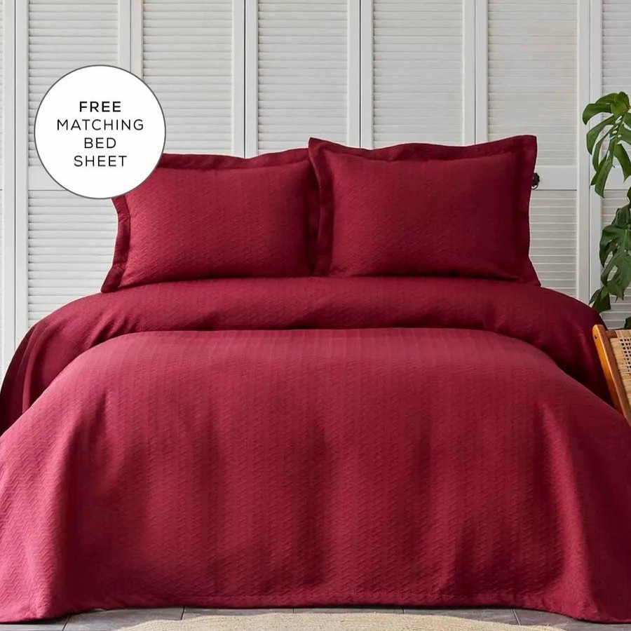 Duvet Cover Sets | Karaca Home Karaca Home Charm Bold 100% Turkish Cotton Duvet Cover Set With Bed Sheet, Single, Burgundy