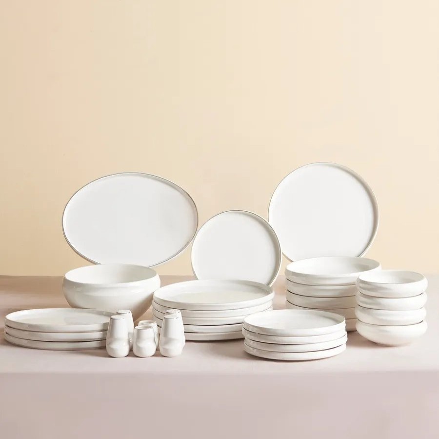 New Generation Bone China Dinner Sets | Karaca Karaca Streamline Sunset 59-Piece New Generation Bone China Dinner Set For 12 People, Gold White