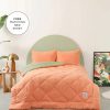 Duvets | Karaca Home Karaca Home Smart Comfort Orange 100% Microfiber Duvet Set With Bed Sheet, Double, Orange Green