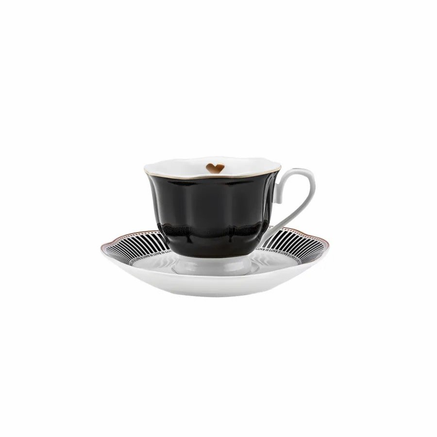 Espresso&Turkish Coffee Cup Sets | Karaca Karaca Piraye 12 Piece Porcelain Espresso Turkish Coffee Cup Set For 6 People, 80Ml, Black White Multi