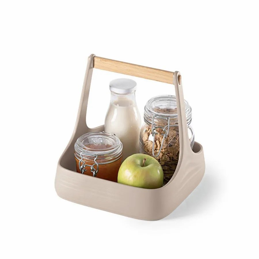 Trays | Guzzini Guzzini Tierra Carrying Tray, 22Cmx22Cmx22.5Cm, Light Cream