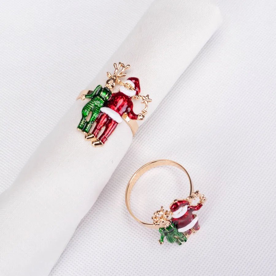 Napkin Rings | Karaca Home Karaca Home New Year Christmas Deer And Santa Metal Napkin Ring Set, 2 Piece, Multi