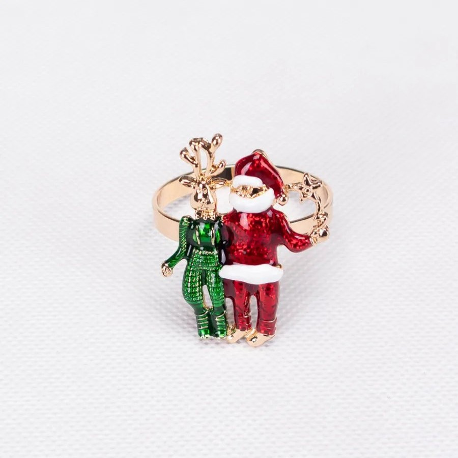 Napkin Rings | Karaca Home Karaca Home New Year Christmas Deer And Santa Metal Napkin Ring Set, 2 Piece, Multi