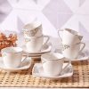 Espresso&Turkish Coffee Cup Sets | Karaca Karaca Nazende 12 Piece Porcelain Espresso Turkish Coffee Cup Set For 6 People, 80Ml, White Platinum