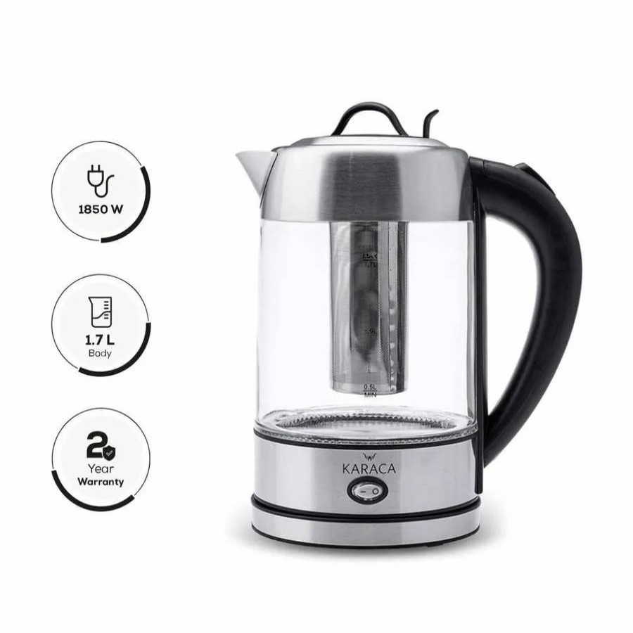 Kettles | Karaca Karaca Glass Herbal Tea Machine And Kettle, 1.7L, Inox Black