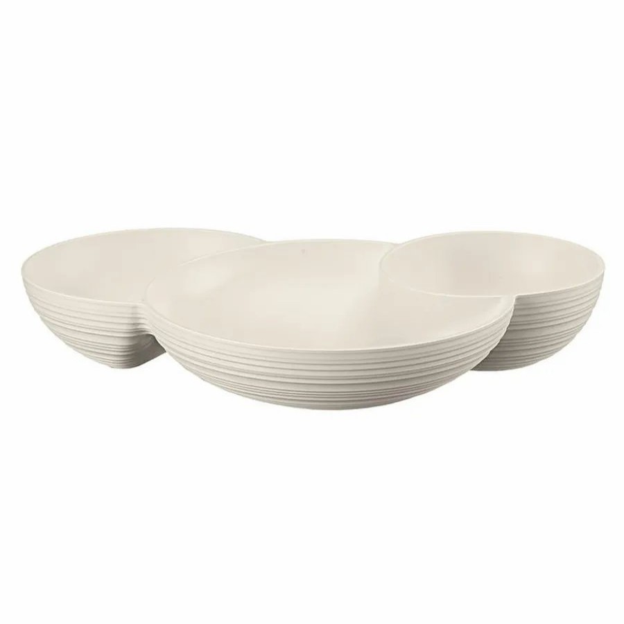 Bowls | Guzzini Guzzini Tierra 3-Compartment Snack Bowl, Light Cream