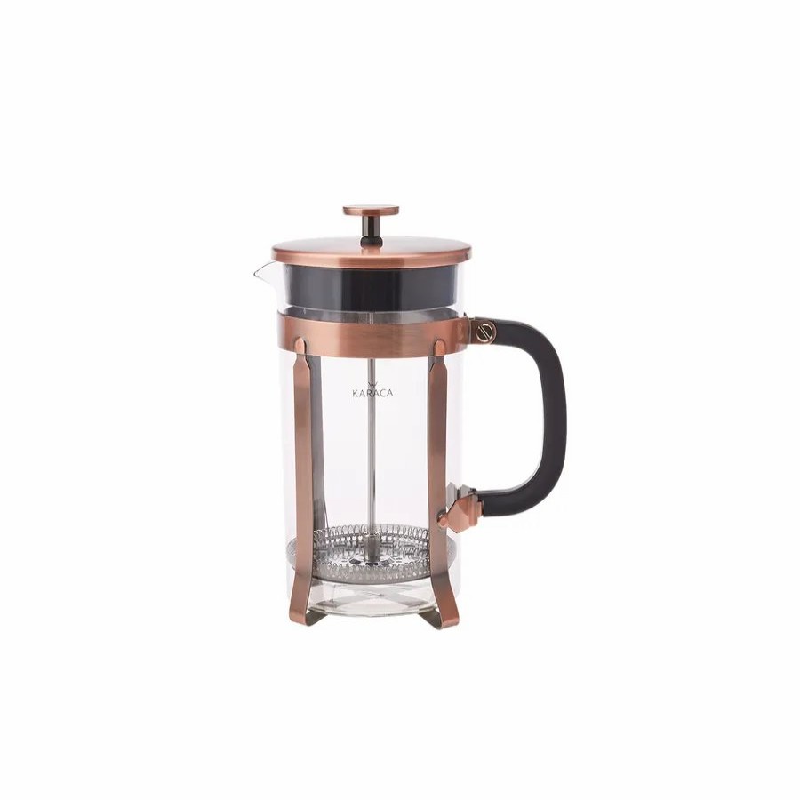 French Press | Karaca Karaca Borosilicate Glass Brushed Copper French Press, 1000Ml, Copper Black