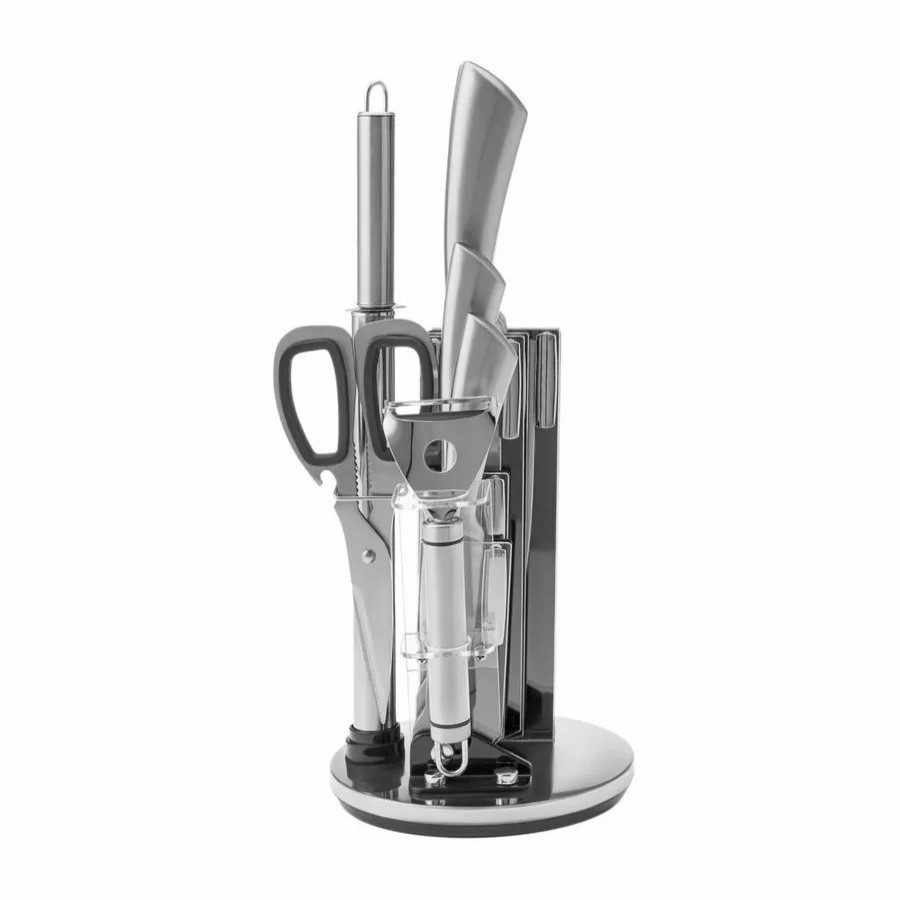 Knife Block Sets | Karaca Karaca Meister Palm 8 Piece Stainless Steel Knife Set With Stand, Silver