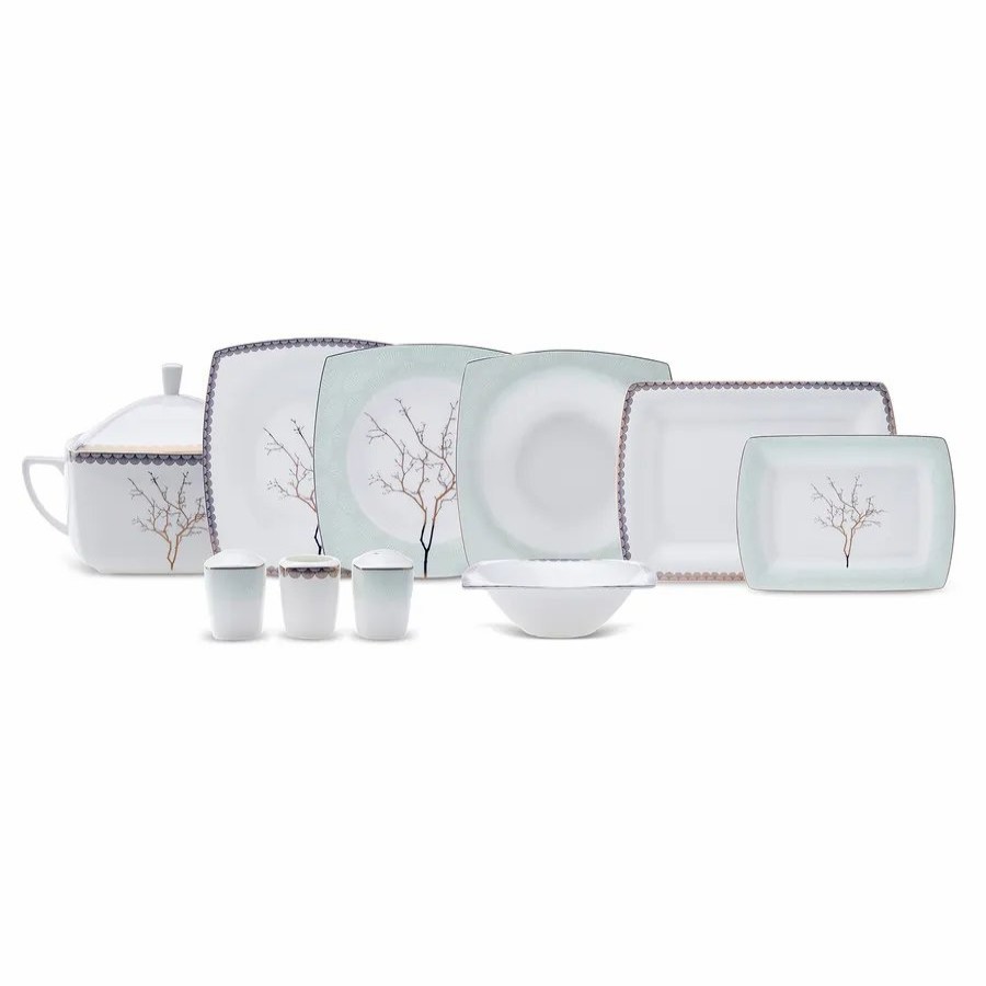 Fine Pearl Dinner Sets | Karaca Karaca Fine Pearl Banyan 62-Piece Dinner Set For 12 People, Multi