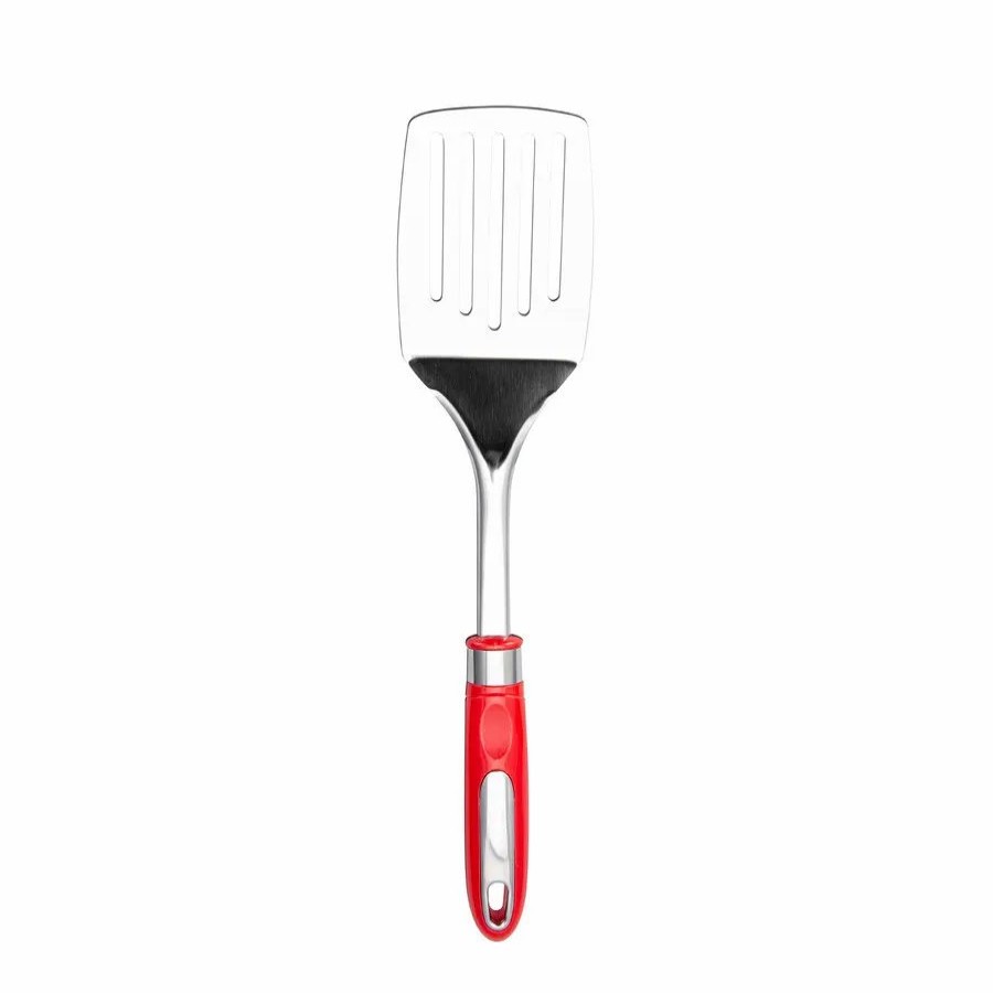 Kitchen Utensils | Karaca Karaca Retro Stainless Steel Slotted Turner, Red Silver