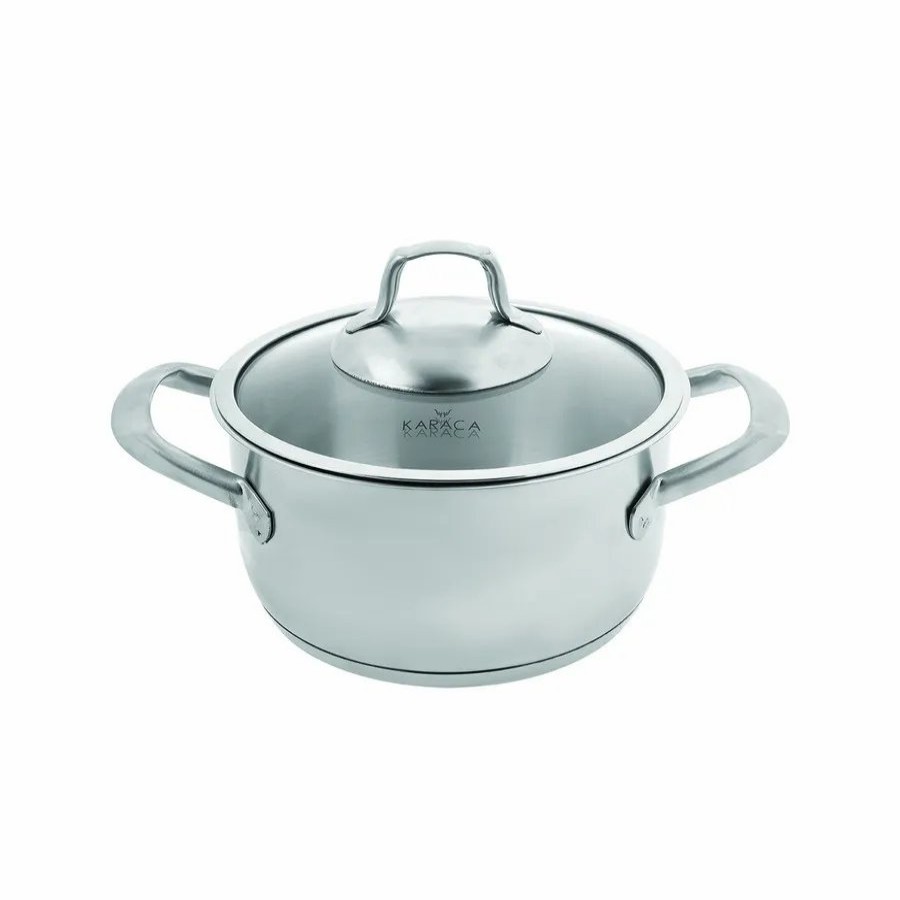 Pots | Karaca Karaca Bianca 304 Stainless Steel Induction Stockpot With Lid, 20Cm, Silver