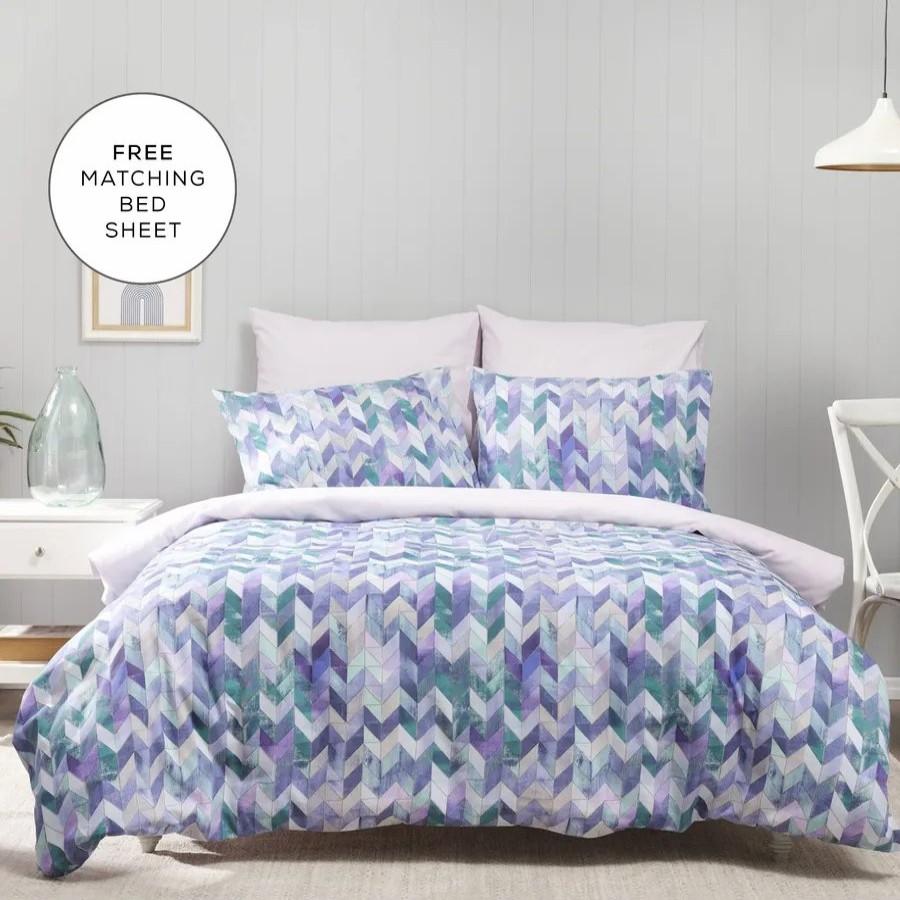 Duvet Cover Sets | Sarah Anderson Carina Madison Melange Duvet Cover Set With Bed Sheet, Single, Multi