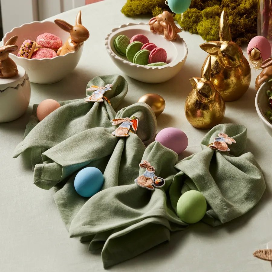 Napkin Rings | Karaca Easter Rabbit Metal Napkin Ring Set, 4 Piece