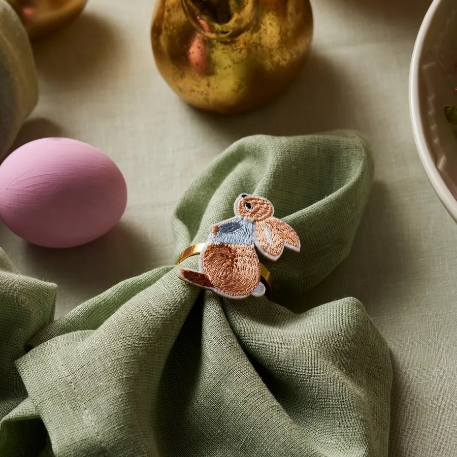 Napkin Rings | Karaca Easter Rabbit Metal Napkin Ring Set, 4 Piece